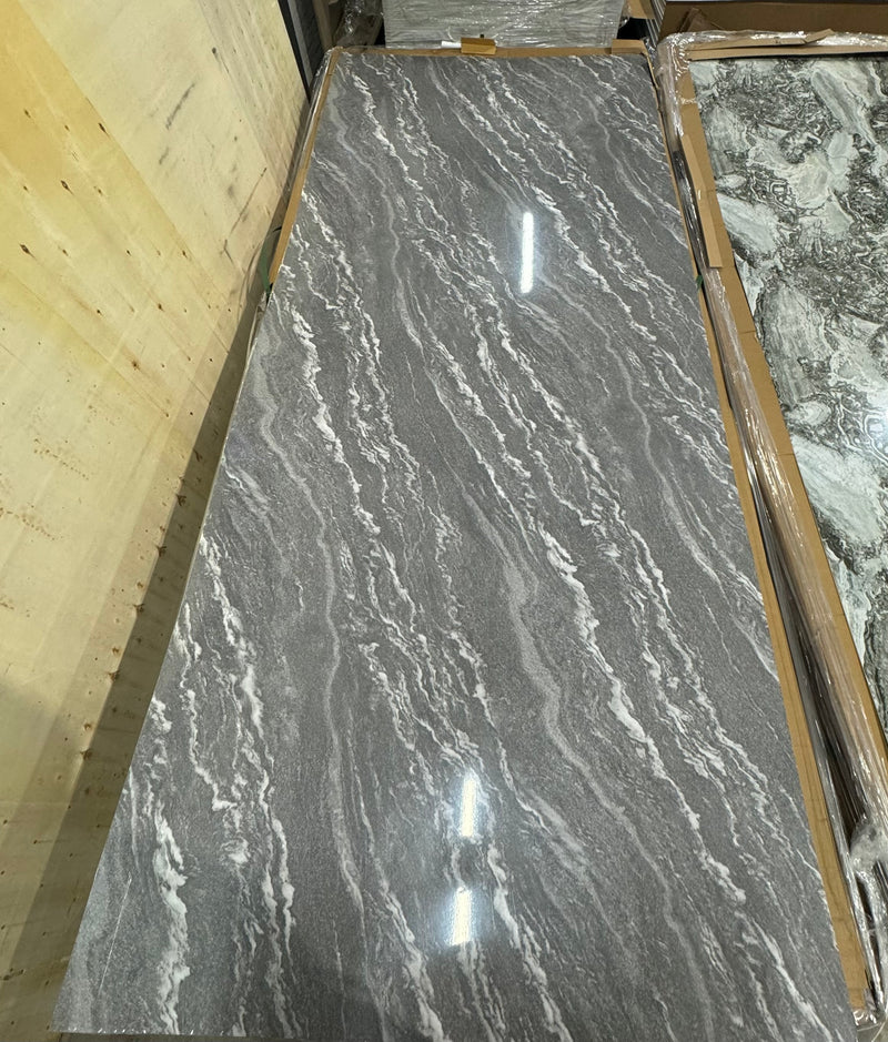 Marmer Plaat Hoogglans Grijs Marble  | 290x122x0.3 | Waterbestendig Wandpaneel