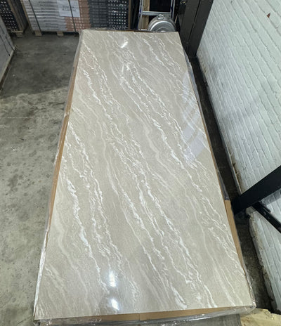 Marmer Plaat Hoogglans Beige Marble | 290x122x0.3 | Waterbestendig Wandpaneel