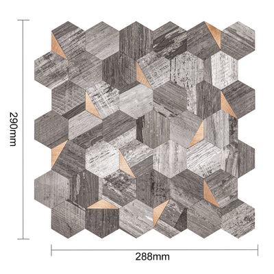Zelfklevende Mozaïek Steenstrip Donkergrijs met Antraciet Goud | 29,1 x 28,6 0,4 CM