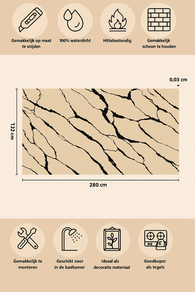 Wandpaneel Pvc MarmerPlaat Calacatta Marmer Wit| 280x122x0.3 | Waterbestendig