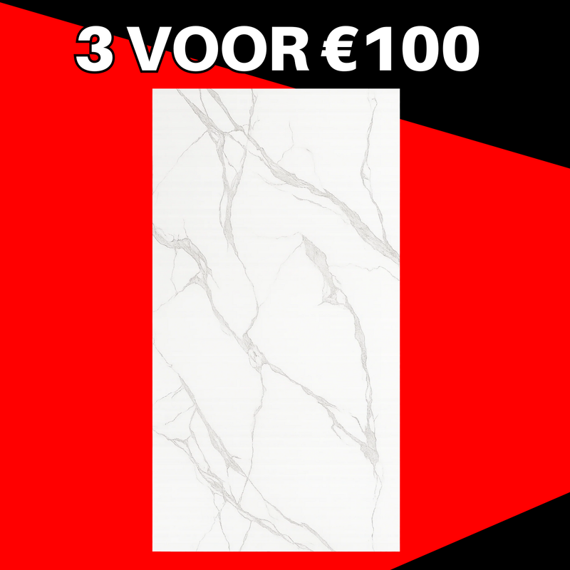 3 VOOR 100! | PVC Wandpaneel Calacatta Marmerlook Wit – 280x122 cm