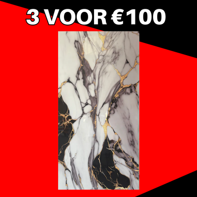 3 VOOR 100! | PVC Wandpaneel Marmerlook Elgaza Noire – 280x122 cm