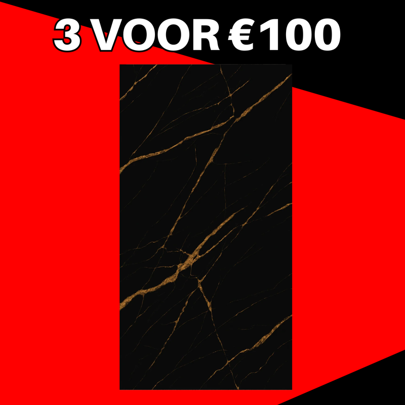 3 VOOR 100! | PVC Wandpaneel Black Gold – 280x122 cm