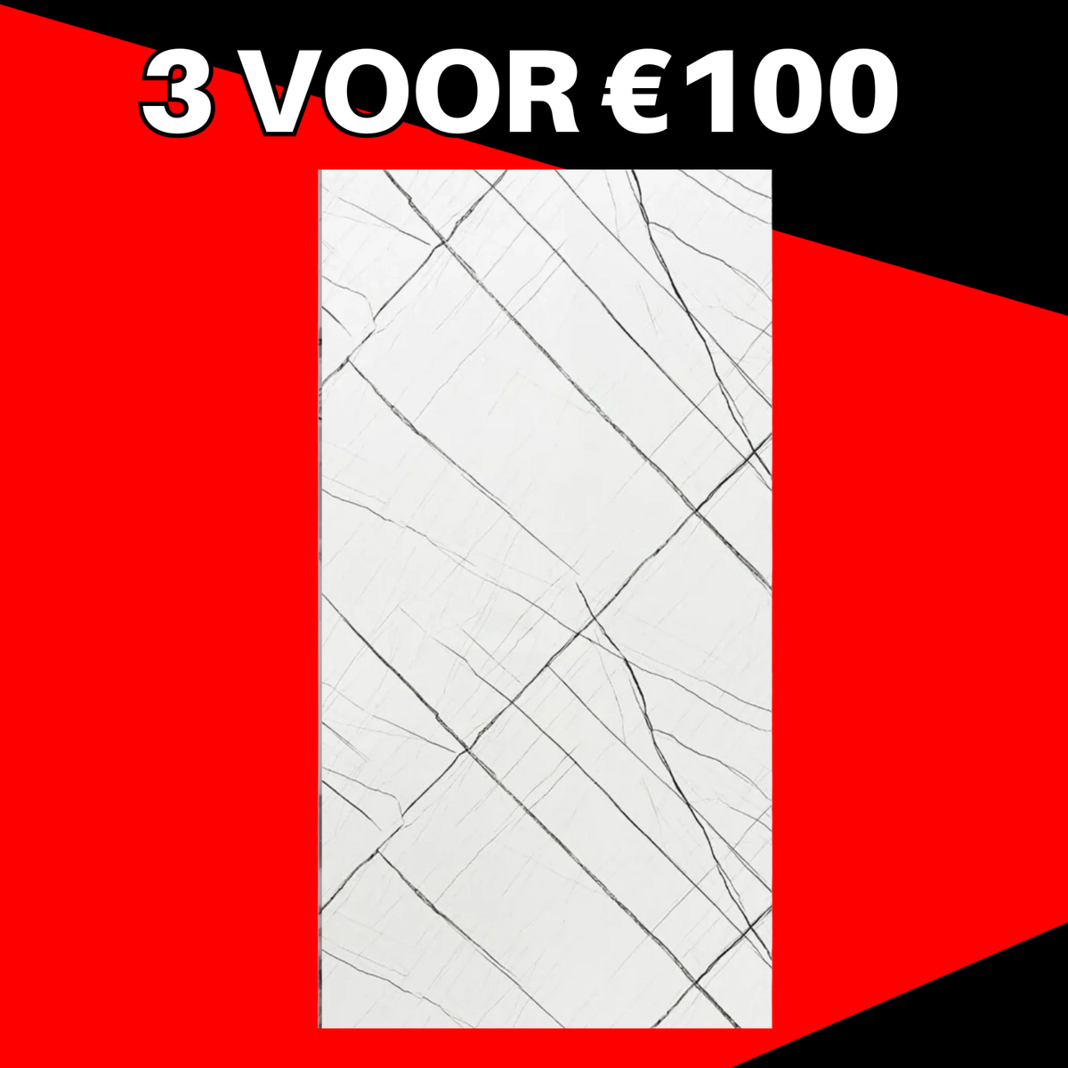 3 VOOR 100! | PVC Wandpaneel Marmerlook Wit-Zwart – 280x122 cm