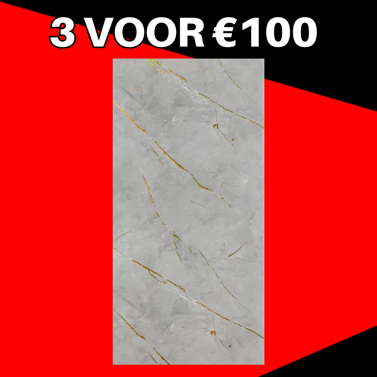 3 VOOR 100! | PVC Wandpaneel Betonlook Marmer Grijs met Goud – 280x122 cm