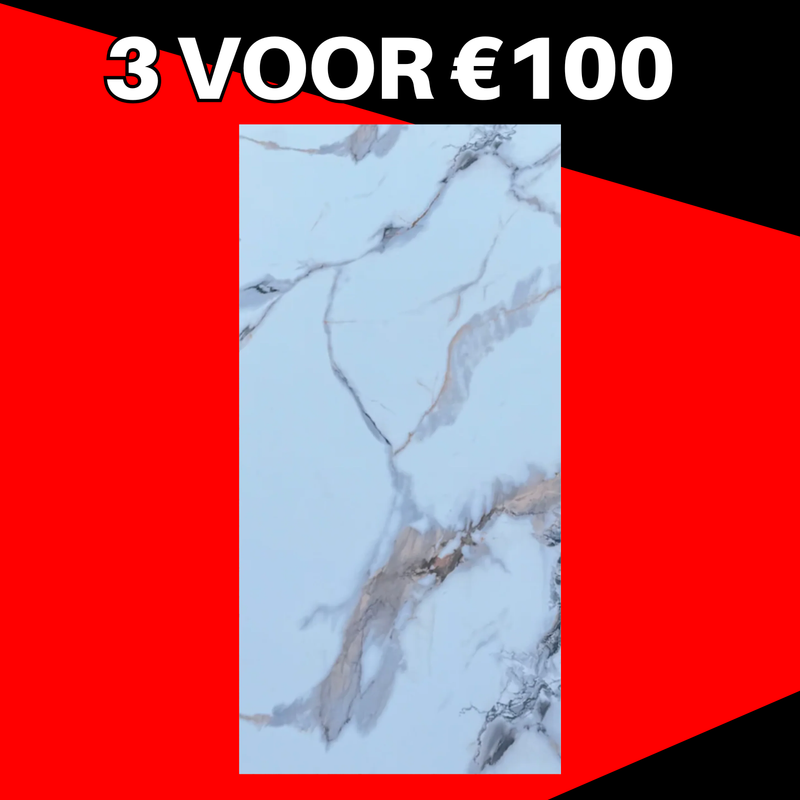3 VOOR 100! | PVC Wandpaneel Marmerlook Calacatta Gold – 280x122 cm