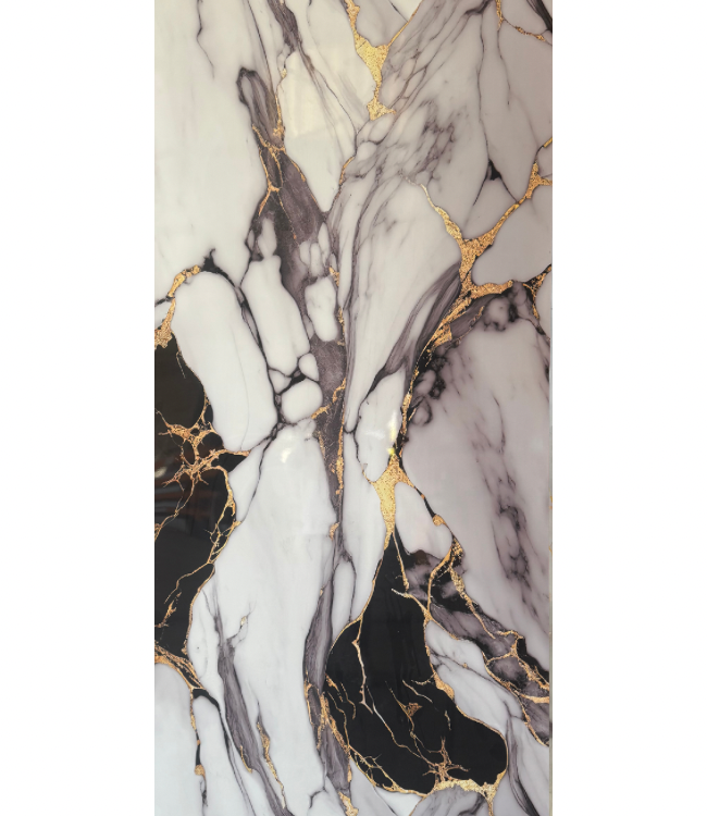 Wandpaneel Pvc MarmerPlaat Hoogglans Elgaza Noire | 280x122x0.3 | Waterbestendig