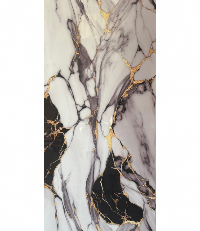 Wandpaneel Pvc MarmerPlaat Hoogglans Elgaza Noire | 280x122x0.3 | Waterbestendig