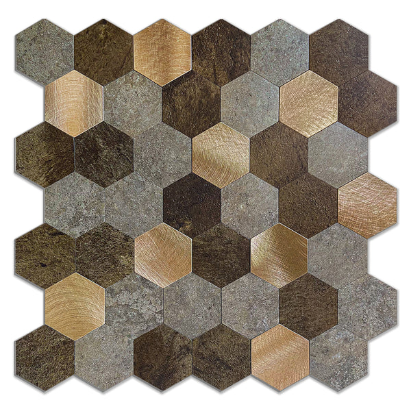 Zelfklevende Mozaïek Steenstrip Goud, Grijs, Beige | 29,1 x 28,6 0,4 CM