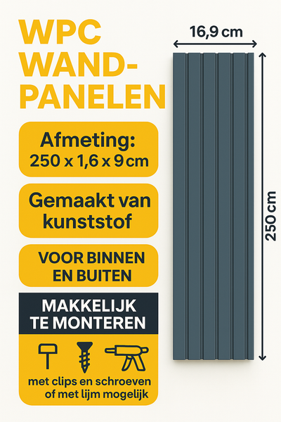 WPC Wandpanelen Naturel – Kunststof Houtlook – 250x16,9 cm Wandbekleding voor Binnen en Buiten