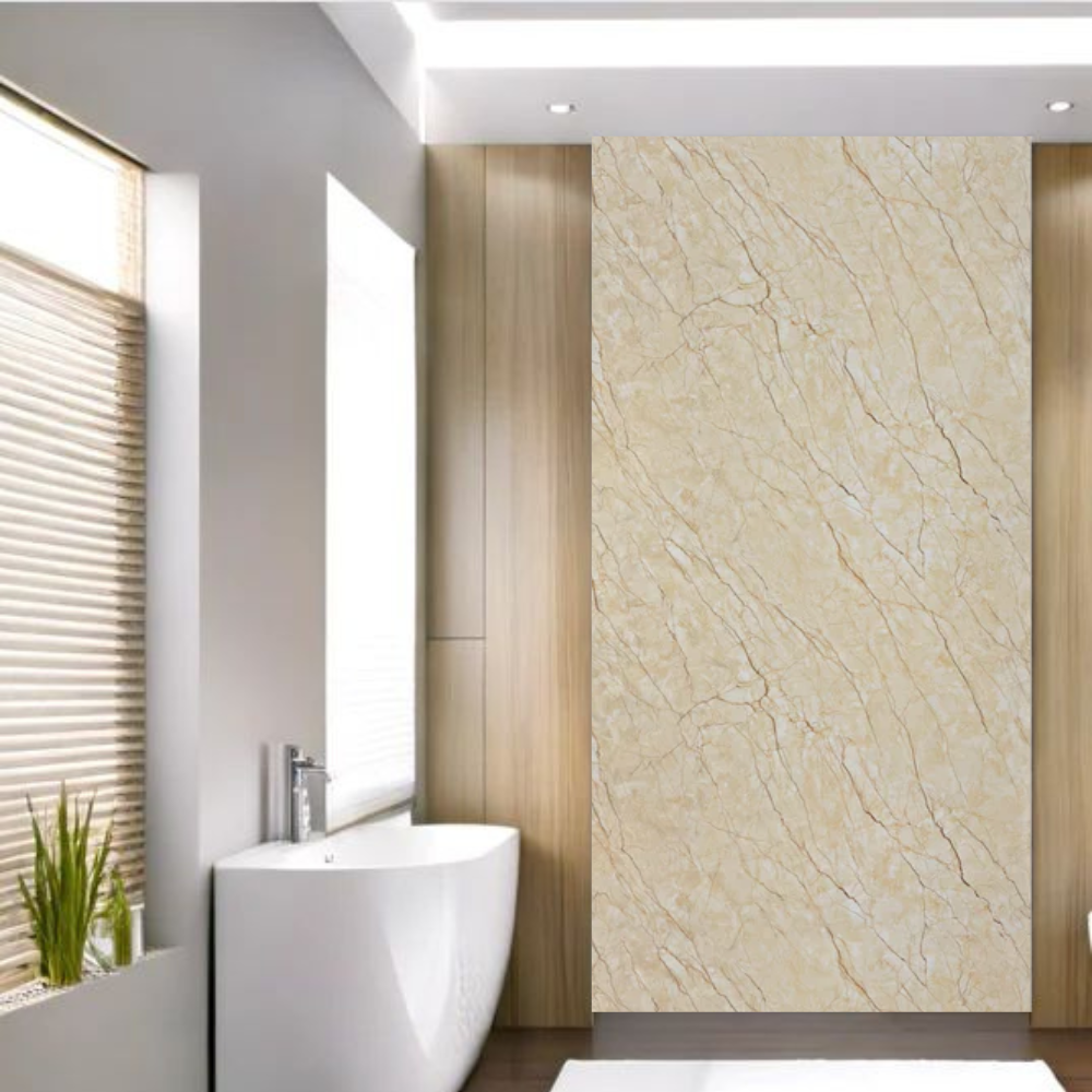 Wandpaneel Pvc MarmerPlaat Hoogglans Goud Marble  | 280x122x0.3 | Waterbestendig